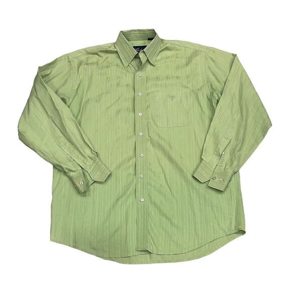 Lucchese Classics Mens Button Down Medium Green Shirt Casual Pocket 100% Cotton - Picture 1 of 4